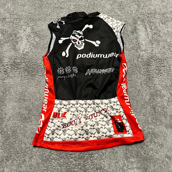 Podiumwear Tank Top Shirt Jersey Womens Medium Cycling Pockets Skull Punk - Picture 2 of 6